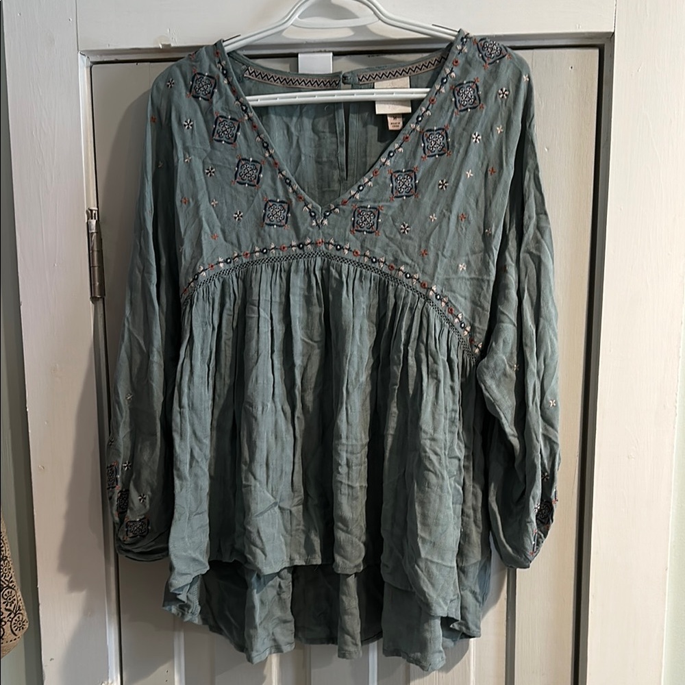 Knox Rose Green Relaxed 3/4 Sleeve Tunic